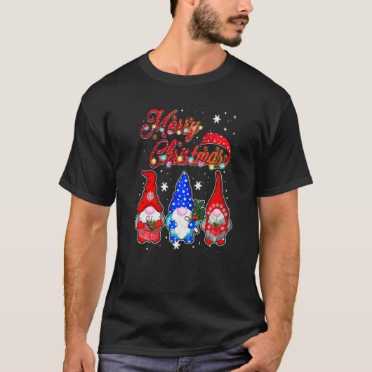 Gnome Xmas Pajamas Garden Merry Christmas Matching T-shirt (Voorkant)