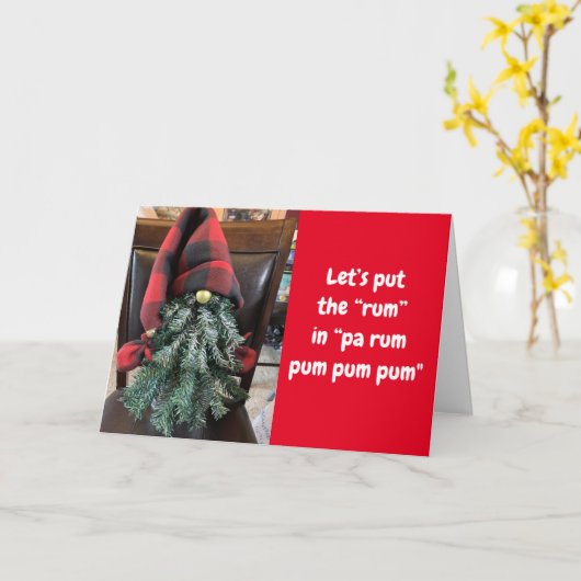 GNOME ZEGT **RUM HUMOR ** in CHRISTMAS Kaart (Gele Bloem)