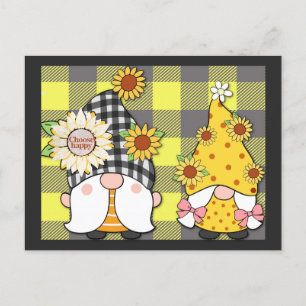 Gnome Zonnebloem Kies Happy Schattige Plaid Briefkaart