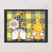 Gnome Zonnebloem Kies Happy Schattige Plaid Briefkaart (Voorkant)