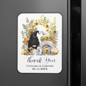 Gnome Zonnebloemen bruiloft Dank u Magneet