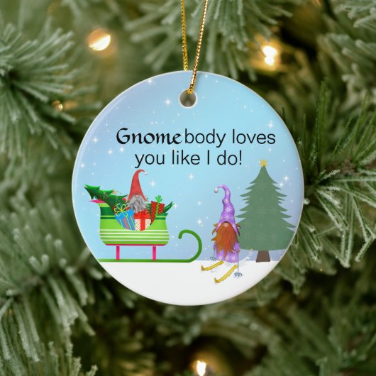 GnomeBody houdt van je zoals ik dat doe Keramisch Ornament (Boom)