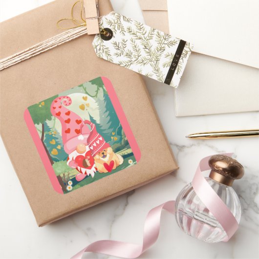 GNOMEBODY LUVZ U MEER Chow Gnome Vierkante Sticker (Geschenken)