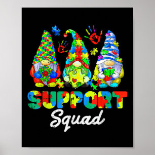 Gnomen Autism Awareness Support Squad Blue Ribbon Poster