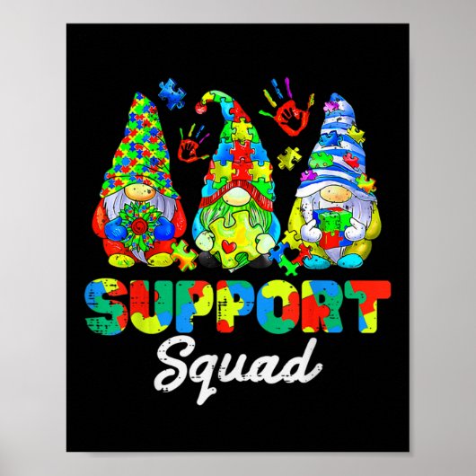 Gnomen Autism Awareness Support Squad Blue Ribbon Poster (Voorkant)