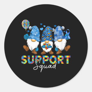 Gnomen Autism Awareness Support Squad Blue Ribbon Ronde Sticker