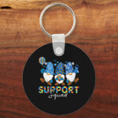 Gnomen Autism Awareness Support Squad Blue Ribbon Sleutelhanger (Voorkant)