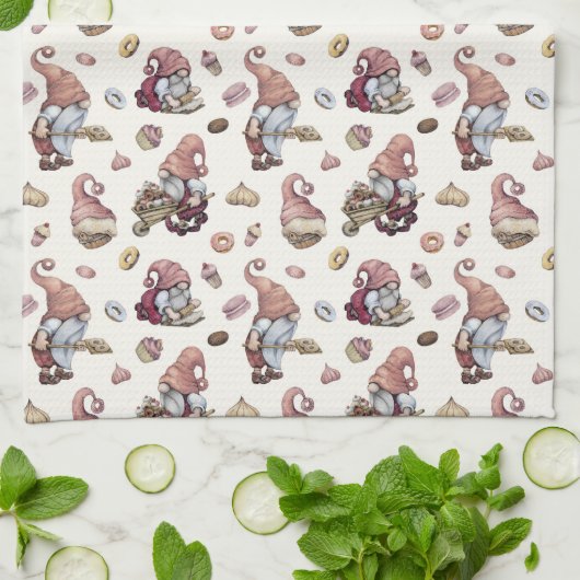 Gnomen Baking, Cupcakes, Donuts, Cute, Schattig Theedoek (Gevouwen)