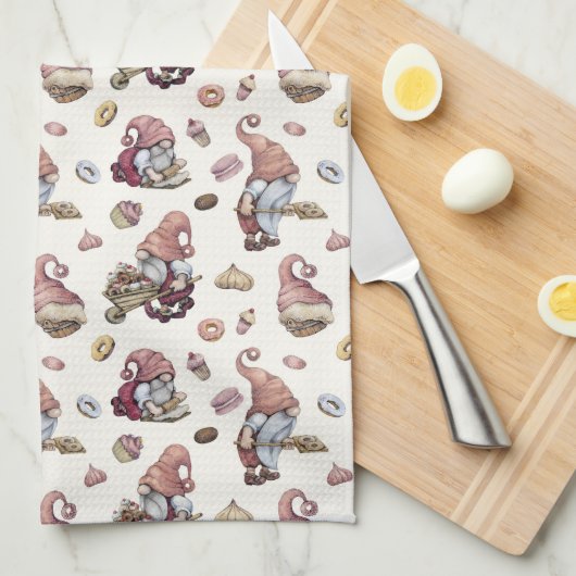 Gnomen Baking, Cupcakes, Donuts, Cute, Schattig Theedoek (Quarter Fold)