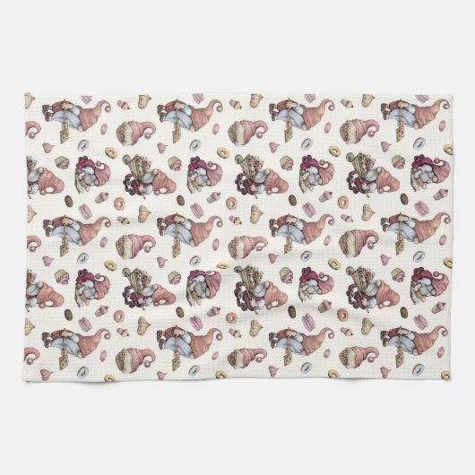 Gnomen Baking, Cupcakes, Donuts, Cute, Schattig Theedoek (Horizontaal)