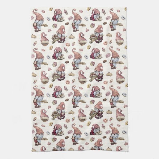 Gnomen Baking, Cupcakes, Donuts, Cute, Schattig Theedoek (Verticaal)