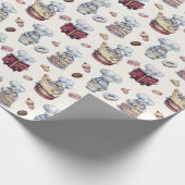 Gnomen Baking Cupcakes Donuts Trendy Woodland Cadeaupapier (Hoek)