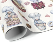Gnomen Baking Cupcakes Donuts Trendy Woodland Cadeaupapier (Rol Hoek)