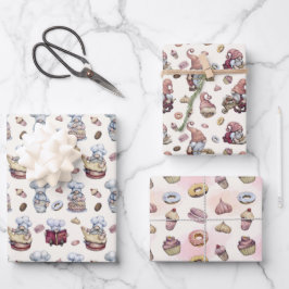 Gnomen Baking Cupcakes Donuts Trendy Woodland Inpakpapier Vel