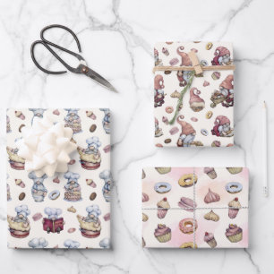 Gnomen Baking Cupcakes Donuts Trendy Woodland Inpakpapier Vel