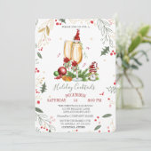 Gnomen Champagne glazen ballen bedrijf kerst Kaart (Staand voorkant)