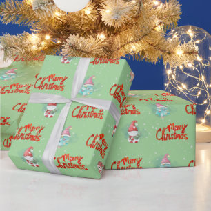 Gnomen, Deer en Snowmen in Snowflakes Cadeaupapier