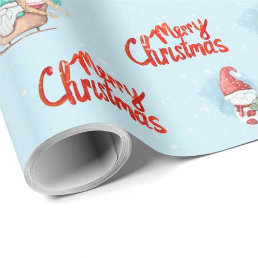 Gnomen, Deer en Snowmen in Snowflakes Cadeaupapier (Rol Hoek)