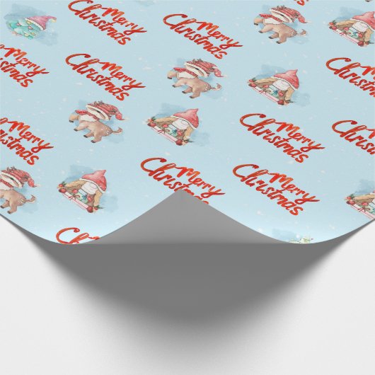 Gnomen, Deer en Snowmen in Snowflakes Cadeaupapier (Hoek)