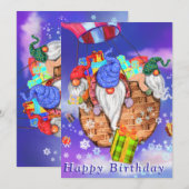 Gnomen die een ballon vliegen en Gives Gifts - Bir (Voorkant / Achterkant)