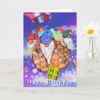 Gnomen die een ballon vliegen en Gives Gifts - Bir