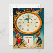 Gnomen die - in het Nieuwjaar bellen Feestdagenkaart (Voorkant / Achterkant)