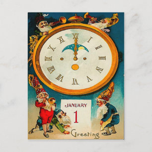 Gnomen die - in het Nieuwjaar bellen Feestdagenkaart