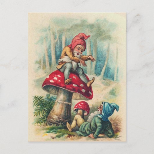 "Gnomen die op een Briefkaart van Toadstool spelen (Voorkant)