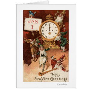 Gnomen die rond een klok parkeren