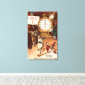 Gnomen die rond een klok parkeren canvas afdruk (Insitu (Houten vloer))