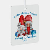 Gnomen eerste kerst verloofd metalen ornament (Voorkant Rechts)