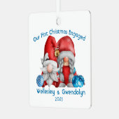 Gnomen eerste kerst verloofd metalen ornament (Voorkant links)