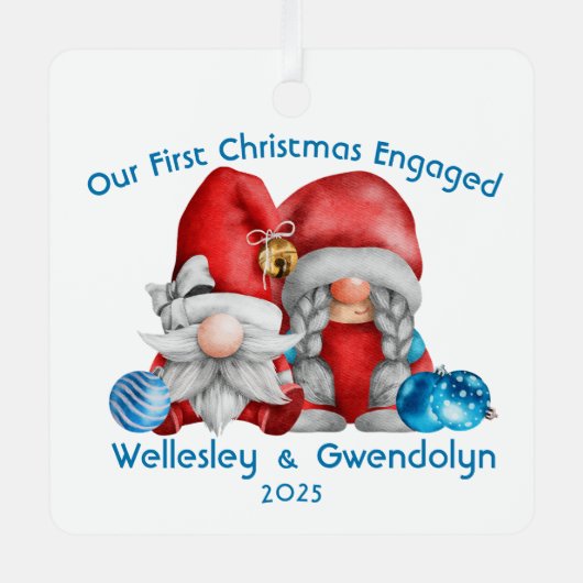Gnomen eerste kerst verloofd metalen ornament (Voorkant)