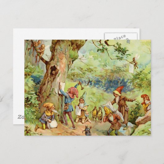 Gnomen, Elves en Fairies in het Magische Bosbos Briefkaart (Voorkant / Achterkant)