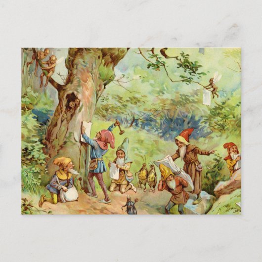 Gnomen, Elves en Fairies in het Magische Bosbos Briefkaart (Voorkant)
