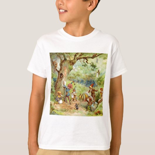 Gnomen, Elves en Fairies in het Magische Bosbos T-shirt (Voorkant)