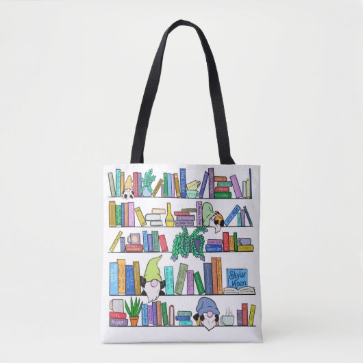 Gnomen en Boek Lover Canvas tas (Voorkant)