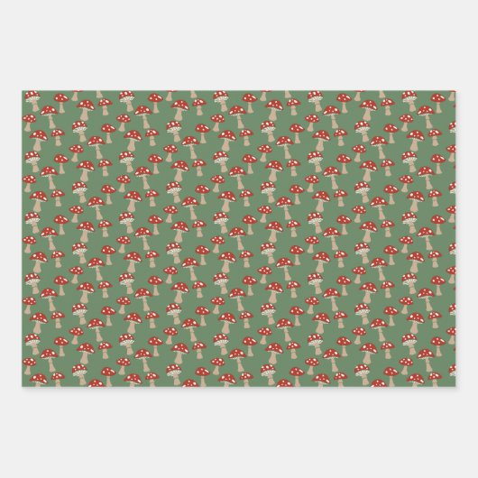 Gnomen en champignons Green Gift Wrap Set Inpakpapier Vel (Voorkant 3)