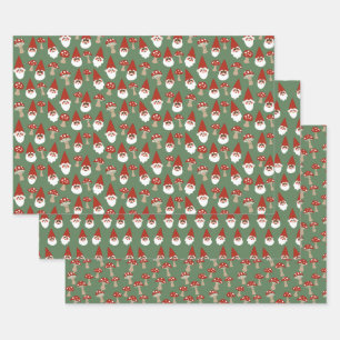 Gnomen en champignons Green Gift Wrap Set Inpakpapier Vel