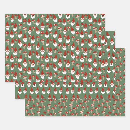 Gnomen en champignons Green Gift Wrap Set Inpakpapier Vel (Set)