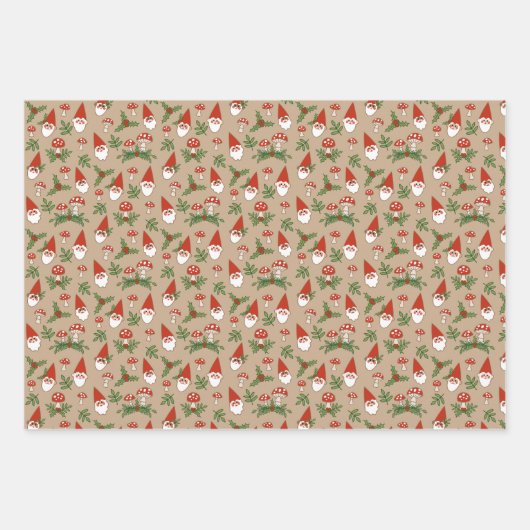 Gnomen en champignons Woodland Holiday Inpakpapier Vel (Voorkant 3)