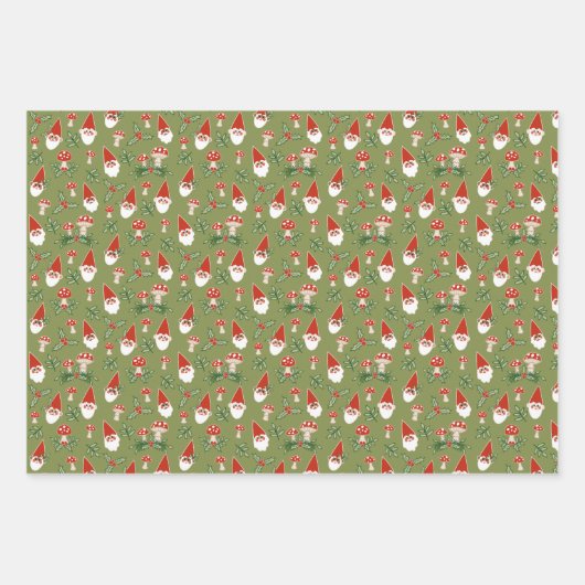 Gnomen en champignons Woodland Holiday Inpakpapier Vel (Voorkant)