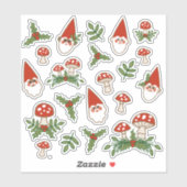 Gnomen en champignons Woodland Holiday Sticker (Vel)