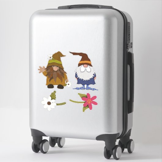 Gnomen en Flowers Large Sticker (Koffer)
