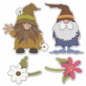 Gnomen en Flowers Large Sticker (Voorkant)
