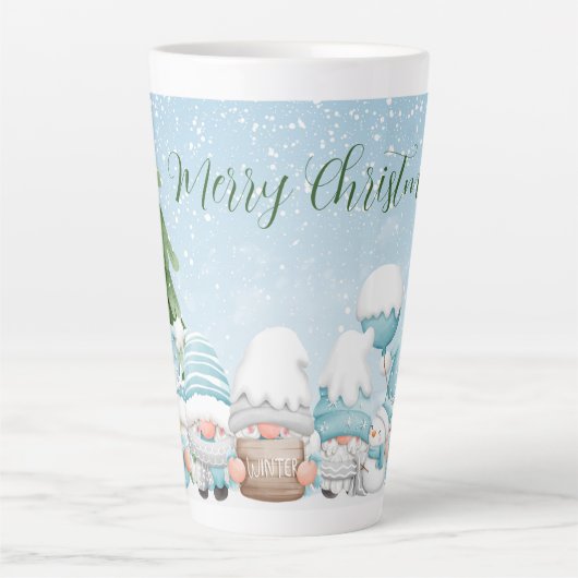 Gnomen en Kerstboom Latte Mok (Voorkant)
