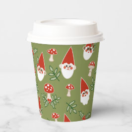 Gnomen en paddenstoelen op Green Woodland Holiday Papieren Bekers