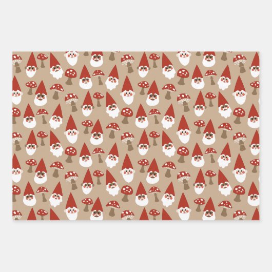 Gnomen en paddenstoelen Radeauset Inpakpapier Vel (Voorkant)