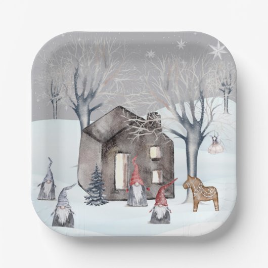 Gnomen en Trees Papieren Bordje (Voorkant)