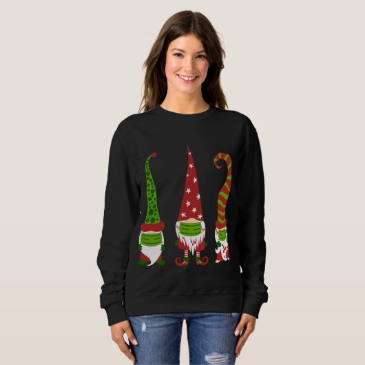 Gnomen Gezichtsmasker Matching Familie Kerstfeest  Trui (Voorkant volledig)